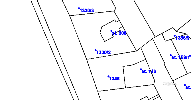 Parcela st. 1330/2 v KÚ Stebno u Petrohradu, Katastrální mapa