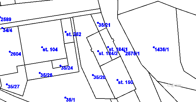 Parcela st. 184/2 v KÚ Stebno u Petrohradu, Katastrální mapa