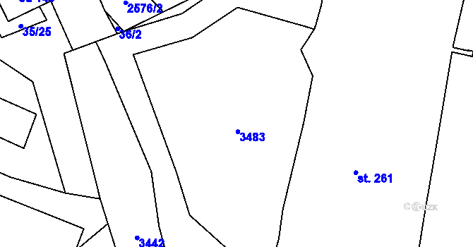 Parcela st. 36/1 v KÚ Stebno u Petrohradu, Katastrální mapa