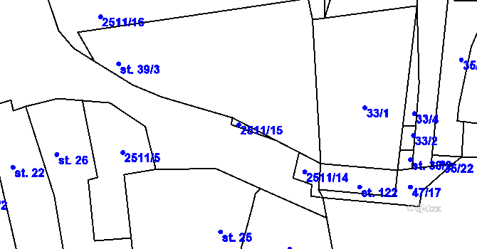 Parcela st. 2511/15 v KÚ Stebno u Petrohradu, Katastrální mapa