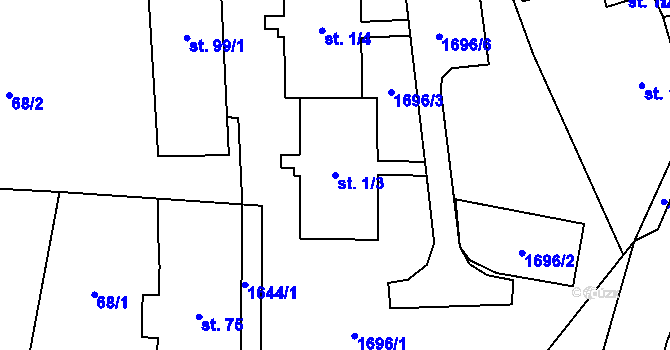 Parcela st. 1/3 v KÚ Stebno u Dubic, Katastrální mapa