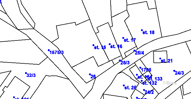Parcela st. 15 v KÚ Stebno u Dubic, Katastrální mapa