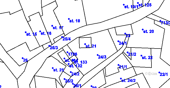 Parcela st. 21 v KÚ Stebno u Dubic, Katastrální mapa