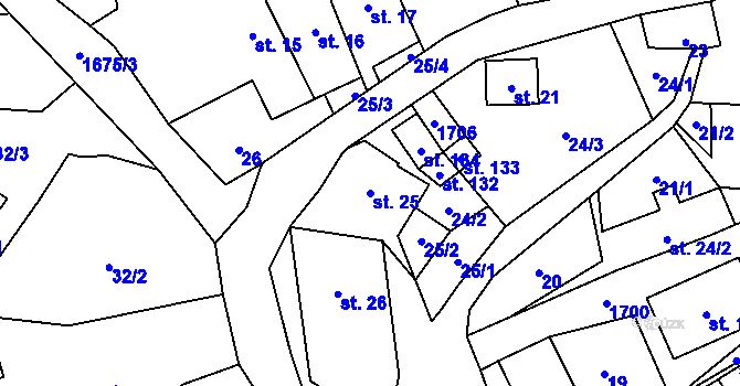 Parcela st. 25 v KÚ Stebno u Dubic, Katastrální mapa