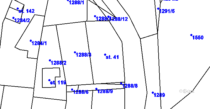 Parcela st. 41 v KÚ Stebno u Dubic, Katastrální mapa