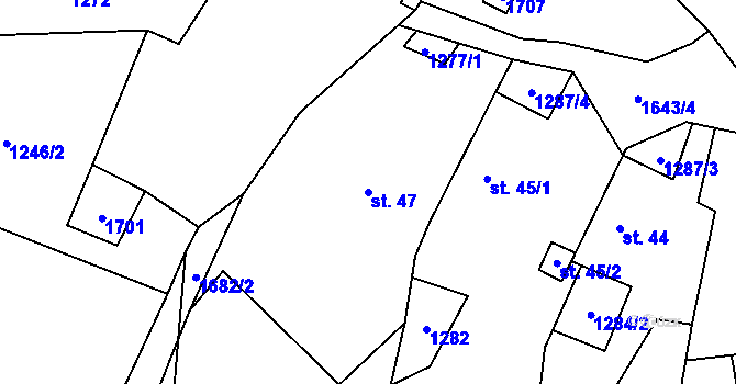 Parcela st. 47 v KÚ Stebno u Dubic, Katastrální mapa