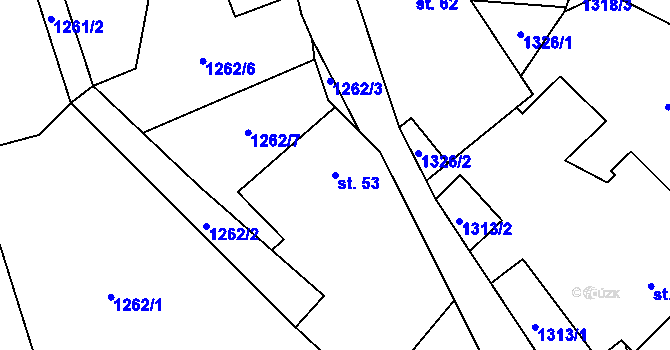 Parcela st. 53 v KÚ Stebno u Dubic, Katastrální mapa