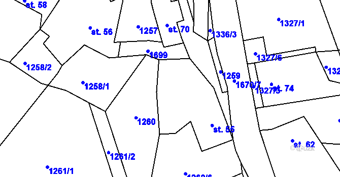 Parcela st. 55 v KÚ Stebno u Dubic, Katastrální mapa