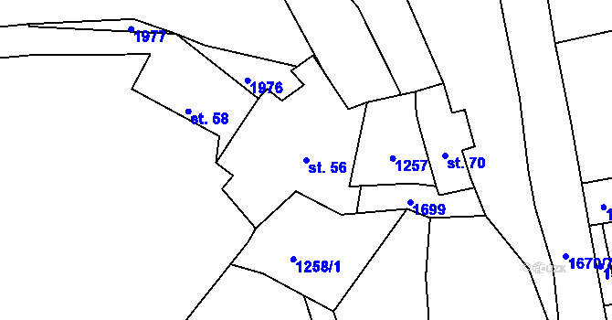 Parcela st. 56 v KÚ Stebno u Dubic, Katastrální mapa