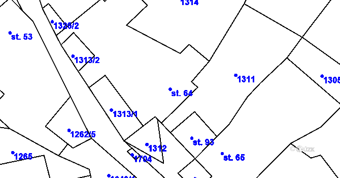 Parcela st. 64 v KÚ Stebno u Dubic, Katastrální mapa