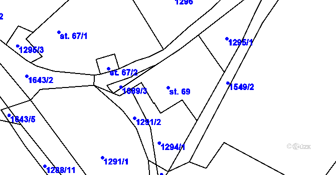 Parcela st. 69 v KÚ Stebno u Dubic, Katastrální mapa