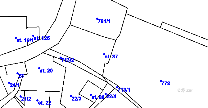 Parcela st. 87 v KÚ Stebno u Dubic, Katastrální mapa
