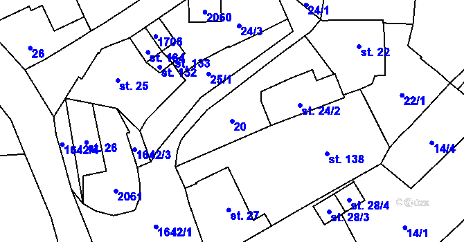 Parcela st. 20 v KÚ Stebno u Dubic, Katastrální mapa
