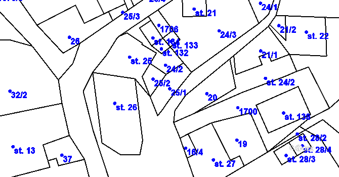 Parcela st. 25/1 v KÚ Stebno u Dubic, Katastrální mapa