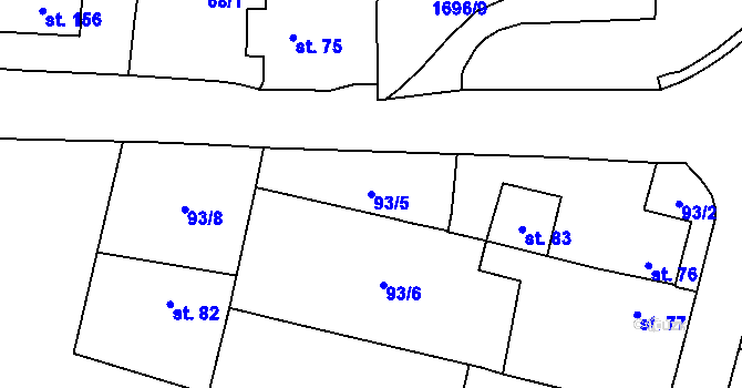 Parcela st. 93/5 v KÚ Stebno u Dubic, Katastrální mapa