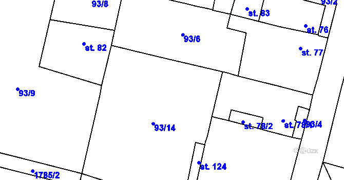 Parcela st. 93/7 v KÚ Stebno u Dubic, Katastrální mapa