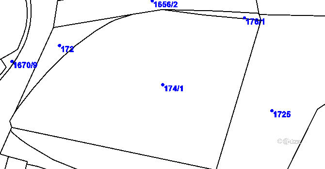 Parcela st. 174/1 v KÚ Stebno u Dubic, Katastrální mapa