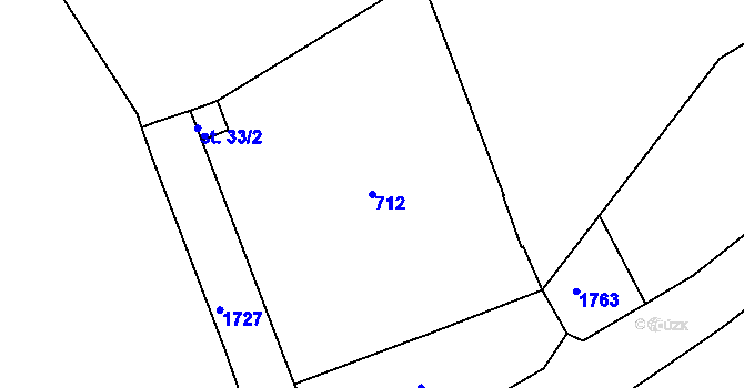 Parcela st. 712 v KÚ Stebno u Dubic, Katastrální mapa