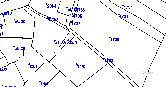 Parcela st. 713 v KÚ Stebno u Dubic, Katastrální mapa
