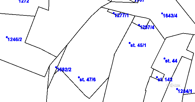 Parcela st. 47/5 v KÚ Stebno u Dubic, Katastrální mapa