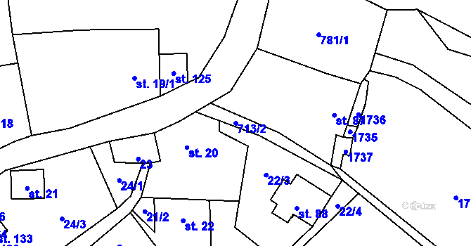 Parcela st. 713/2 v KÚ Stebno u Dubic, Katastrální mapa