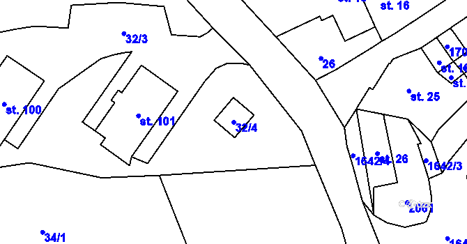 Parcela st. 32/4 v KÚ Stebno u Dubic, Katastrální mapa