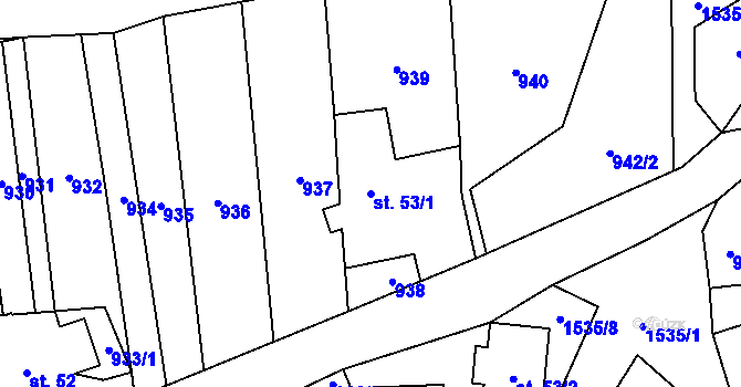 Parcela st. 53/1 v KÚ Suchá u Stebna, Katastrální mapa