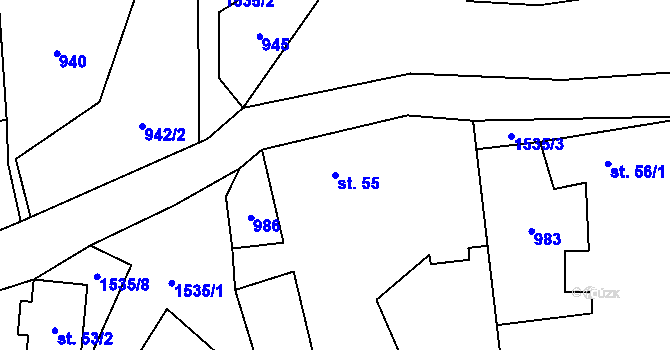 Parcela st. 55 v KÚ Suchá u Stebna, Katastrální mapa