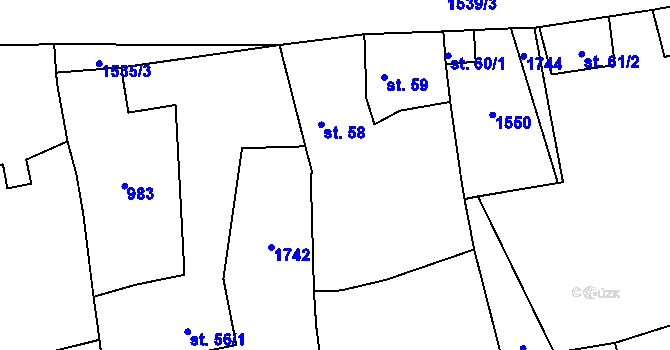Parcela st. 58 v KÚ Suchá u Stebna, Katastrální mapa