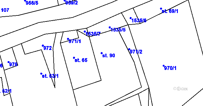Parcela st. 90 v KÚ Suchá u Stebna, Katastrální mapa