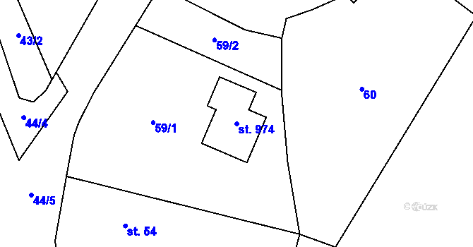 Parcela st. 974 v KÚ Stěbořice, Katastrální mapa