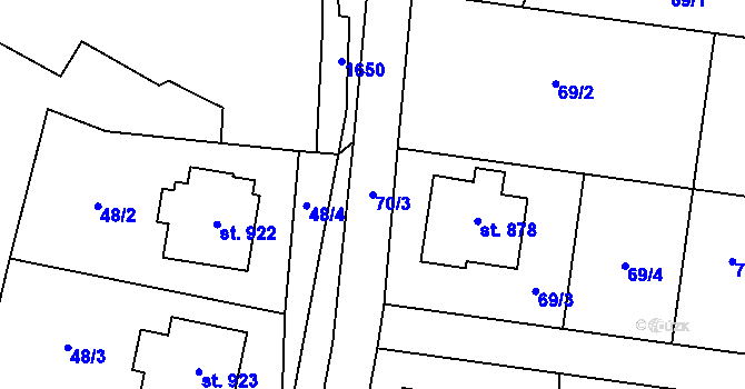 Parcela st. 70/3 v KÚ Stěbořice, Katastrální mapa