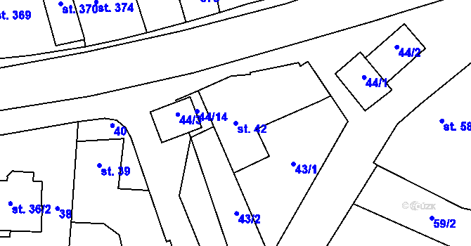 Parcela st. 42 v KÚ Stěbořice, Katastrální mapa
