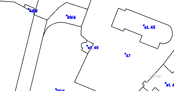 Parcela st. 46 v KÚ Stěbořice, Katastrální mapa