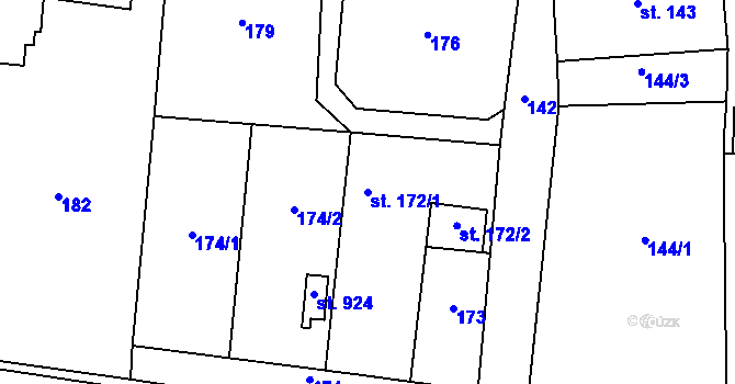 Parcela st. 172/1 v KÚ Stěbořice, Katastrální mapa