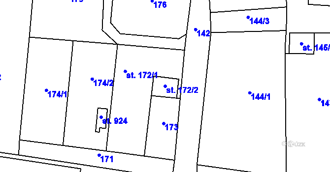 Parcela st. 172/2 v KÚ Stěbořice, Katastrální mapa