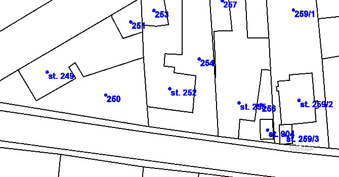 Parcela st. 252 v KÚ Stěbořice, Katastrální mapa