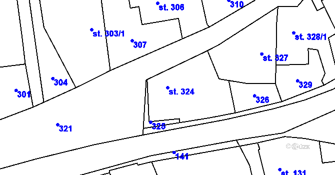 Parcela st. 324 v KÚ Stěbořice, Katastrální mapa
