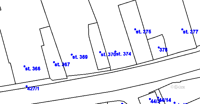 Parcela st. 370 v KÚ Stěbořice, Katastrální mapa