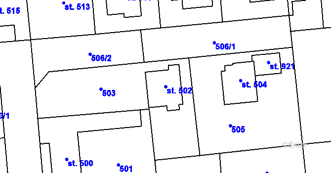 Parcela st. 502 v KÚ Stěbořice, Katastrální mapa