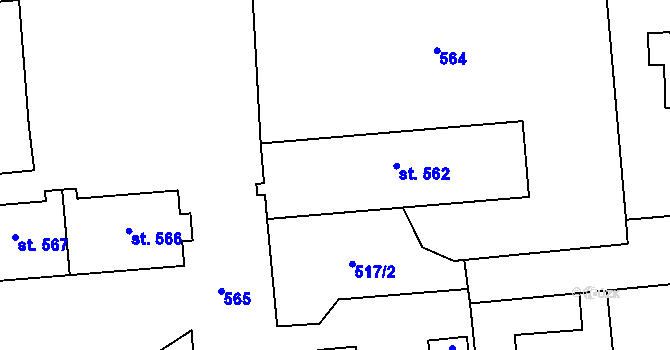 Parcela st. 562 v KÚ Stěbořice, Katastrální mapa