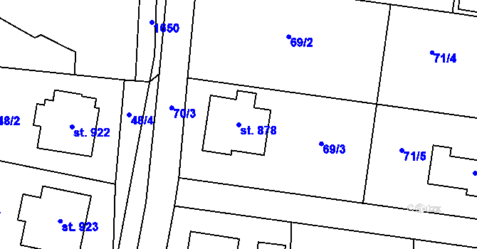 Parcela st. 878 v KÚ Stěbořice, Katastrální mapa