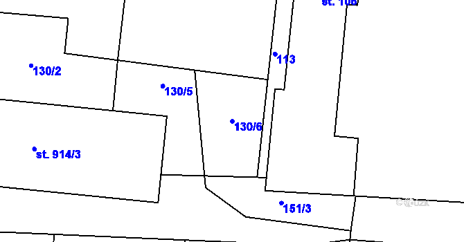 Parcela st. 130/6 v KÚ Stěbořice, Katastrální mapa