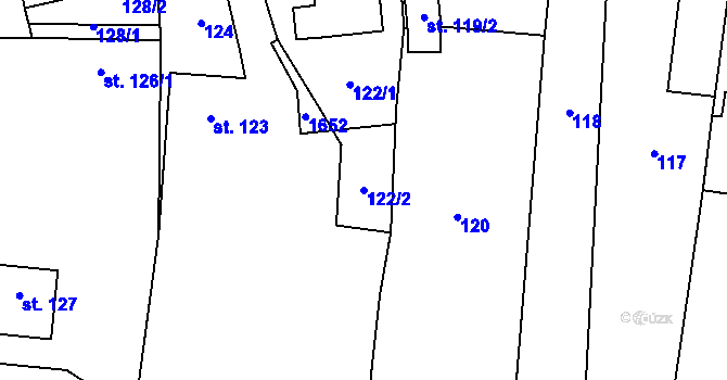 Parcela st. 122/2 v KÚ Stěbořice, Katastrální mapa