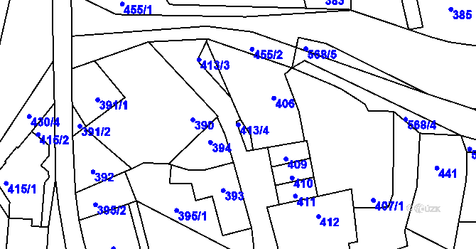 Parcela st. 413/4 v KÚ Stehelčeves, Katastrální mapa
