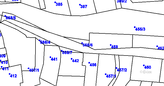 Parcela st. 568/6 v KÚ Stehelčeves, Katastrální mapa