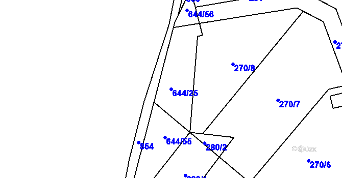 Parcela st. 644/25 v KÚ Stehelčeves, Katastrální mapa