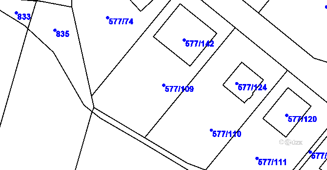 Parcela st. 577/109 v KÚ Stehelčeves, Katastrální mapa