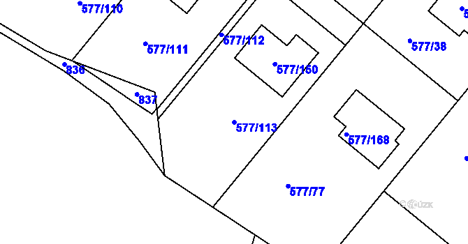 Parcela st. 577/113 v KÚ Stehelčeves, Katastrální mapa