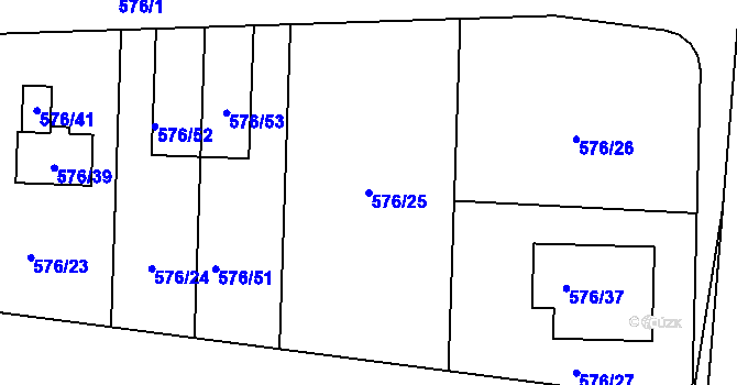 Parcela st. 576/25 v KÚ Stehelčeves, Katastrální mapa